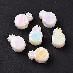 UVメッキレインボー虹色アクリルヨーロピアンビーズ  大穴ビーズ  エナメル  パイナップル  ミックスカラー  15x10x7.5mm  穴：4mm&nbsp;SACR-E009-34