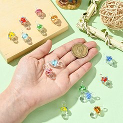 14個7スタイル手作りランプワークペンダント  キノコ  ミックスカラー  26~27.5x12x12mm  穴：2~2.5mm  2個/スタイル&nbsp;LAMP-CJ0002-20