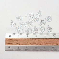 オーナメントアクセサリープラスチック製スパンコール/スパンコールビーズ  笑顔  銀  8x6x0.1mm  穴：0.8mm&nbsp;PVC-E001-13-LS02