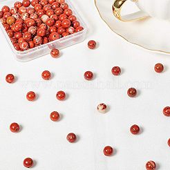 天然石レッドジャスパービーズ連売り  ラウンド  グレードAB  8mm  穴：1mm  100個/箱&nbsp;G-OC0001-13