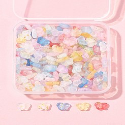グラデーションカラー透明アクリルビーズ200個  金色の箔付き  蝶  ミックスカラー  7.5x10x3.5mm  穴：1.5mm&nbsp;MACR-FS0002-02