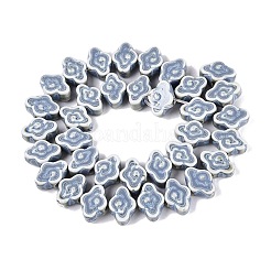 手作りの陶器ビーズ  光沢釉の磁器  雲  スレートグレイ  9~10x13~14x5~6mm  穴：1.6~1.8mm&nbsp;PORC-Q008-09B