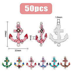 プリント合金コネクタチャーム50個。  エナメル  アンカーリンク  プラチナ  ミックスカラー  29x22x2mm  穴：1.8mm&nbsp;ENAM-HY0001-12