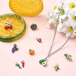 10個10スタイルアロイエナメルチャーム  アンティークシルバー  果物と野菜のシリーズ  混合図形  10~13.5x5.5~10.5x2.8~6mm  穴：1~1.6mm  1個/スタイル&nbsp;FIND-CJ0005-68