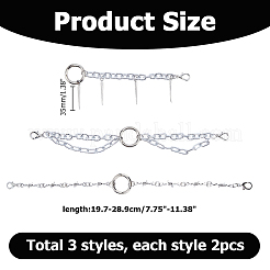 6Pcs 3 Style Aluminum Chains for Jeans Pants&nbsp;HJEW-HS00087