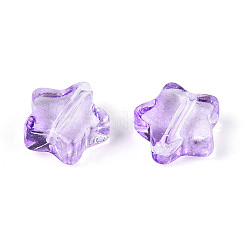 透明ガラスビーズ  スター  ライラック  8x8x4mm  穴：0.9~1mm  約1950~2000個/袋&nbsp;GLAA-T025-30D