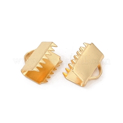 304ステンレススチールリボンカシメエンドパーツ  長方形  18KGP本金メッキ  9.5x10.5mm  穴：4x2mm&nbsp;X1-STAS-E471-05J-G