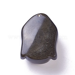 天然な金色の光沢のオブシディアンのペンダント  仏頭  33x24.5x15.5mm  穴：1.2mm&nbsp;G-I226-11B