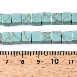 天然石ターコイズビーズ連売り  キューブ  6~7x6~6.5x6~6.5mm  穴：1mm  約60~61個/連  15~15.366''（38.1~39センチメートル）&nbsp;G-T139-6x6-26A