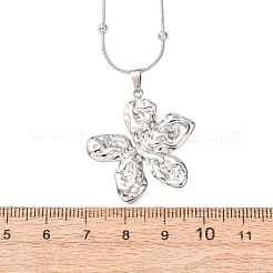 304ステンレススチールのテクスチャードフラワーペンダントネックレス（女性用）  ステンレス鋼色  16.50インチ（41.9cm）&nbsp;NJEW-C117-01A-P