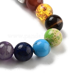 Chakra Round Natural Mixed Stone Beaded Stretch Bracelets&nbsp;BJEW-K251-05