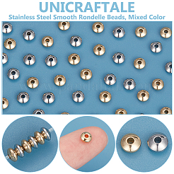 100Pcs 2 Colors 304 Stainless Steel Smooth Rondelle Beads&nbsp;STAS-UN0057-09