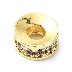 Rack Plating Brass Pave Cubic Zirconia Beads&nbsp;KK-M282-35GP