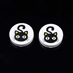 Halloween Printed Natural Wood Beads&nbsp;WOOD-T021-81