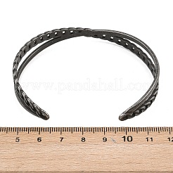 316サージカルステンレススチール製クロスカフバングル  アンティークシルバー  1/2インチ（1.35cm）  内径：2-5/8x2インチ（6.6x5cm）&nbsp;BJEW-C125-09AS