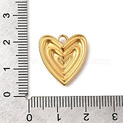 304ステンレスペンダント  イオンプレーティング（ip）  ハートチャーム  18KGP本金メッキ  19x17.5x3mm  穴：2.5x3mm&nbsp;STAS-Z157-12G