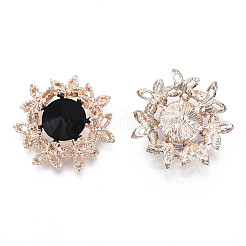 レジンラインストーンカボション  真鍮パーツ  花  ミックスカラー  ローズゴールド  22~23x6~8mm&nbsp;RB-S066-21RG
