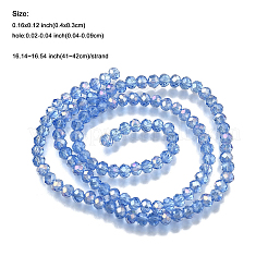 7 連売り 7 色電気めっき透明ガラス ビーズ 連売り  ABカラーメッキ  多面カット  ロンデル  ミックスカラー  4x3mm  穴：0.4~0.9mm  約113~115個/連  16.14~16.54インチ（41~42cm）  1連 / color&nbsp;EGLA-FP0001-03