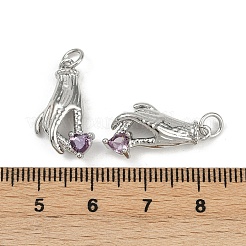 Brass Micro Pave Cubic Zirconia Pendants&nbsp;KK-C093-01B-P