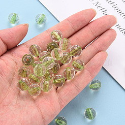 透明なアクリルビーズ  ラウンド  多面カット  黄緑  6x5.5mm  穴：1.4mm  約4160個/500g&nbsp;TACR-S154-11A-83