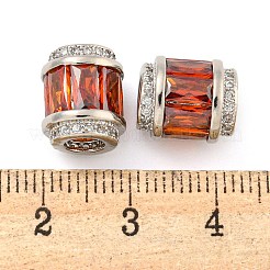 Rack Plating Brass Micro Pave Cubic Zirconia European Beads&nbsp;KK-F089-31P-01
