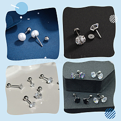 2 Pairs 2 Styles 925 Sterling Silver Ear Nuts&nbsp;STER-BBC0007-32G