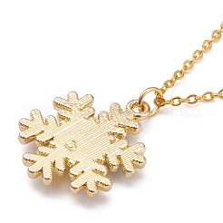 Alloy Enamel Snowflake Pendant Necklaces&nbsp;NJEW-JN03314