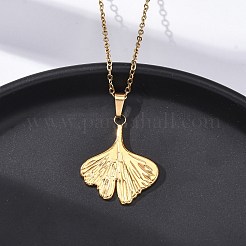 Ginkgo Leaf 304 Stainless Steel Pendant Necklaces&nbsp;NJEW-H059-21G