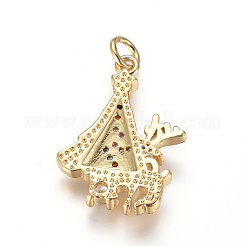 Brass Micro Pave Cubic Zirconia Pendants&nbsp;ZIRC-L085-15G