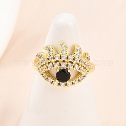 Brass Micro Pave Cubic Zirconia Cuff Rings for Women&nbsp;RJEW-Z113-44G