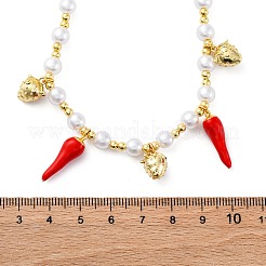 Brass Micro Pave Clear Cubic Zirconia Beaded Necklaces&nbsp;NJEW-Z059-04G-01
