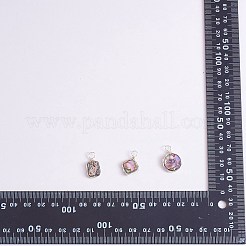 8 スタイル天然アワビ シェル/パウア シェル ペンダント 4 個  環境にやさしい銅線巻きシェルチャーム  長方形 & ひし形 & ティアドロップ & フラットラウンド  プラチナ  18.4~19.7x10.5~15x3.5~4mm  穴：2.2~2.4mm  2個/スタイル&nbsp;FIND-SZ0003-08