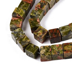 天然石ユナカイトビーズ連売り  キューブ  8~8.5x8~8.5x8~8.5mm  穴：1.2mm  約47~49個/連  15.35~15.79''（39~40.1センチメートル）&nbsp;G-T139-8x8-08A