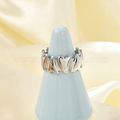 Heart 304 Stainless Steel Open Cuff Rings for Women&nbsp;RJEW-G338-19P