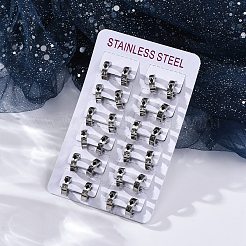 304 Stainless Steel with Enamel Earrings&nbsp;EJEW-M001-20B-P