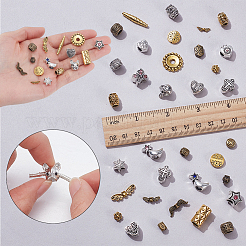 80g 4スタイル合金ヨーロピアンビーズセット  大穴ビーズ  混合形状  ミックスカラー  4~13x4~17x4~11mm  穴：1~6mm&nbsp;DIY-SP0007-82