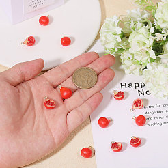 12個2スタイル不透明樹脂ペンダント  模造果物  ザクロのチャーム  レッド  17x12x9~10.5mm  穴：2mm  6個/スタイル&nbsp;RESI-CA0001-76