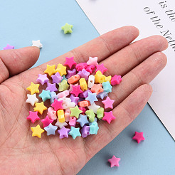 不透明なアクリルビーズ  スター  ミックスカラー  8x9x3.5mm  穴：1.6mm&nbsp;X-MACR-S373-29A