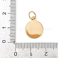 304ステンレススチールチャーム  丸カン付き  ハートチャーム付きフラットラウンド  ゴールドカラー  15x12x2mm  穴：4.5mm&nbsp;STAS-K307-12A-G