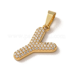 304 Stainless Steel Micro Pave Clear Cubic Zirconia Pendants&nbsp;CU-CBA703A-05G-Y