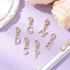 26個 26スタイル 真鍮&プラスチック模造真珠ペンダント装飾  カニカン付き  a～zの文字  ゴールドカラー  27.5~30mm  1個/スタイル&nbsp;HJEW-JM03174