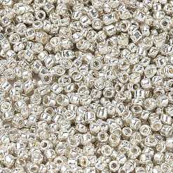 電気めっき12/0ガラスシードビーズ  丸穴rocailles  銀  2x2mm  穴：0.5mm&nbsp;SEED-Q003-2