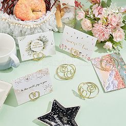 鉄の場所のカードホルダー  メモホルダー  レストラン用  結婚式  オフィス  ハート付きのラウンド  ゴールドカラー  50.5x38.5mm&nbsp;AJEW-WH0318-02G