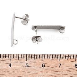 304ステンレススチールスタッドピアスファインディング  ステンレス鋼色  長方形  21x6mm  穴：2.5mm  ピン：0.5mm&nbsp;STAS-Z091-02P-03