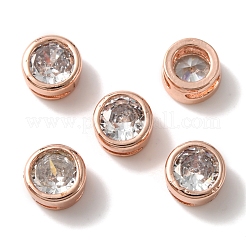 Rack Plating Brass Micro Pave Cubic Zirconia Slide Charms&nbsp;KK-C020-13RG
