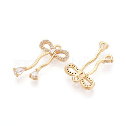 Brass Micro Pave Clear Cubic Zirconia Pendants&nbsp;KK-T078-08G-02