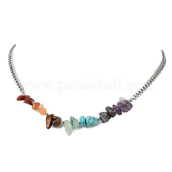 Chakra Mixed Gemstone Chip Beaded Necklaces&nbsp;NJEW-JN05694