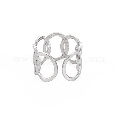 Non-Tarnish 304 Stainless Steel Interlocking Oval Open Cuff Ring&nbsp;RJEW-S405-147P