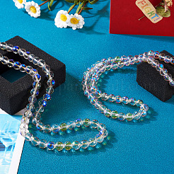 2 Strands Electroplate Transparent Glass Bead Strands&nbsp;EGLA-TA0001-34B