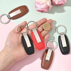 6Pcs 3 Colors Leather Keychains with Alloy Rings&nbsp;AJEW-SC0031-14